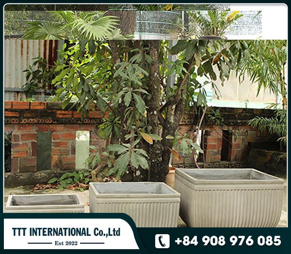 Luxury Rectangle striped cement concrete planter